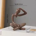 Brown textured abstract meditation figure statue for modern home shelf decor, 11cm height - Style C Brown