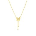 French style double-layer titanium steel butterfly tassel necklace with mother-of-pearl - Butterfly Tassel Style (D205) / Gold