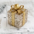 8cm sparkling gold glitter gift box Christmas tree hanging ornament with festive bow - Champagne Style C