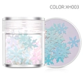 Paillettes flocon de neige pour nail art en bleu clair et rose irisé, style XH003 - XH003-Flocon de Neige Holographique / Bouteille Simple