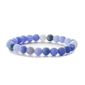 Weathered blue agate beaded bracelet with natural dragon vein patterns and gradient round stones - Violet