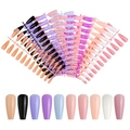 240pcs long coffin press on nails set with 10 solid colors on white background - 10 Mixed Colors (240Pcs)