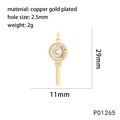 Detalle del colgante de llave en cobre dorado de 29mm x 11mm para la creación de joyas DIY - Estilo De Llave Dorada (P01265)