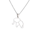 Collar minimalista de acero inoxidable plateado con colgante de elefante geométrico - Elefante Geométrico / Color Acero