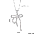 Silver bow-shaped necklace with zircon stones on white background for high-end fashion - Micro-inlaid Zirconia Bow (Gold 1153)
