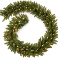 9FT Weihnachtsgirlande mit warmen LED-Lichtern und tiefgrünen künstlichen Tannennadeln - SGF401 (Spitz Mit LED Licht)