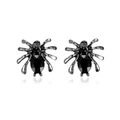 Gothic silver and black spider stud earrings with sparkling black gemstones - Retro Stone Inlaid Spider Style (1048) / Black