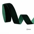Deep green velvet ribbon roll 25mm wide for DIY hair bows and gift wrapping - 25mm / Size 10 / Dark Green 165#