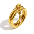 Double-layer 18K gold plated stainless steel ring with marquise-cut zircon charm - US 6 / Double Layer Marquise Zircon - Gold