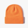 Classic bright orange ribbed knit beanie with turn-up cuff design for warmth - Fluorescent Orange