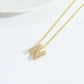 Letter N pendant necklace in warm gold with white zircon pave on twisted chain - Letter N