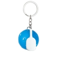 Blue pickleball and silver metal paddle keychain accessory on a clean white background - Blue Pickleball Paddle