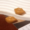 Colgante de labios en resina caramelo para joyas DIY, 3,4x1,9 cm con acabado brillante - Labios Color Chocolate (Brillante)