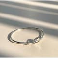 Elegant stainless steel open bangle with Om symbol and sparkling crystal inlay - Om Symbol (1#) / Silver