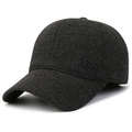 Winter charcoal gray thermal baseball cap with textured diagonal twill and side badge - Circular K Logo / Gray