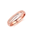 Detailed view of rose gold stainless steel ring with His Queen engraving and pink zircon stone. - Size 6 / His Queen (4MM) / Rose Gold