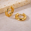 Classic thick 18K gold plated stainless steel hoop earrings with a polished finish - 4.0 Gold Color Inner Diameter 10mm
