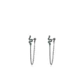 Black gunmetal S925 silver snake earrings with green crystals and long tassels - 925 Silver / Black