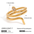 Vergoldeter Edelstahl-Schlangenring mit eingearbeitetem Tropfen-Zirkonstein - Schlange Gold (Klarer Stein) (JDR0112047-7) / US 7