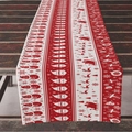 Christmas table runner with festive snowman and Santa Claus print on red fabric - 33*183cm / Red White Christmas Characters