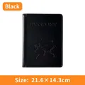Black PU leather passport cover with world map pattern and dimensions 21.6x14.3cm - Passport Cover / Black