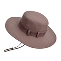 Taupe outdoor sun hat with wide brim, breathable mesh vents and adjustable wind rope - Coffee
