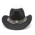 Schwarzer Cowboyhut aus Wildlederimitat mit bunten Perlen und Türkis-Dekor - M (56-59cm) / Schwarz Wildleder