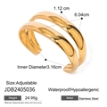 Minimalist double-layered gold stainless steel open cuff bracelet with mirror finish - Double Layer Open Gold Bangle(JDB2405036)