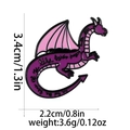 Detail view of purple dragon enamel pin showing exact dimensions 3.4cm by 2.2cm and weight - Purple Dragon