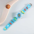 Kids quartz watch with blue silicone strap and 3D colorful cartoon car models - Car / Light Blue
