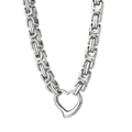 Zilveren Byzantijnse roestvrijstalen ketting set met iconische hartvormige sluiting - Staal kleur Ketting (KN230903-Z)