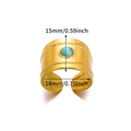 Verstelbare gouden ring van 15mm breed met blauwe opaal en gevlochten touwtextuur - Brede gevlochten textuur met blauwe kattenoogsteen (JZ6569G-2) / Goud-Blauw Breed