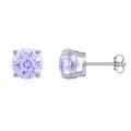 8mm purple round cut cubic zirconia stud earrings in S925 sterling silver four-prong setting - 8mm