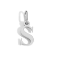 Polished silver metal letter S pendant with a thick ring bail for necklaces - Lowercase s - Steel Color