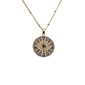 Goldene Evil-Eye-Halskette mit blauen und weißen Zirkonia an zarter Perlenkette - 00012 Blau + 40CM Perlenkette