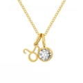 Gold Taurus zodiac pendant necklace with clear crystal and 18K gold plated stainless steel - April