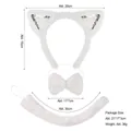 Set da 3 pezzi con orecchie da gatta in peluche bianco, cerchietto, papillon e coda - Set da 3 Pezzi Orecchie da Gatto Bianche con Paillettes in Ecopelliccia