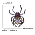 Retro spider brooch with purple and amber crystals for suits, 4.9cm height size detail - Purple
