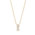 18K gold plated titanium necklace with round and pear-cut clear zircon twin pendants - April Clear