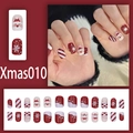 Short Christmas press-on nails set with red and white snowflake designs and Santa patterns - XMAS010 Santa Claus Candy