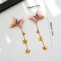 Pink and blue gradient butterfly hair clip with golden tassels and bells for girls - Best Seller / Pink Butterfly Style (X794)