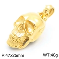 Gothic gold skull pendant in stainless steel, retro rock style jewelry, 47x25mm size - Gold Skull Pendant (No Chain)