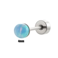 Fashionable 4mm blue opal stud earring with round stone and stainless steel pin for cartilage - Single (4mm) / 4# Light Blue