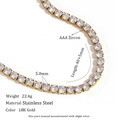 Halskette aus 18K vergoldetem Edelstahl mit 5mm AAA Zirkonia in Tennis-Stil - 5mm Zirkonia Halskette (40+5cm) / Gold