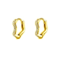 Orecchini a cerchio dorati ondulati con zirconi e chiusura a fibbia minimalista - 10mm / 10mm Zircone Oro