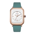 Orologio al quarzo quadrato luminoso con cassa oro rosa e cinturino in silicone verde - Quadrante Bianco Cinturino Verde Chiaro