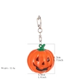 Detailed dimensions of orange pumpkin keychain pendant with metal chain and ring clasp - Pumpkin Keychain