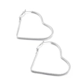 Silver hollow heart-shaped hoop earrings with elegant twisted rope texture design - Steel Color (KE99955-KFC)