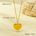 Detailed view of golden heart pendant necklace with technical size and weight specs - Minimalist Gold Heart Necklace (NMSN-A2310-1)