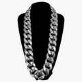 Grote zilveren Cubaanse schakelketting in hiphopstijl op een zwarte buste gepresenteerd - Zilver (90cm)